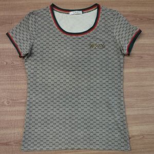 She's Green&Red Trim Scoop Neck Short Sleeve Shirt